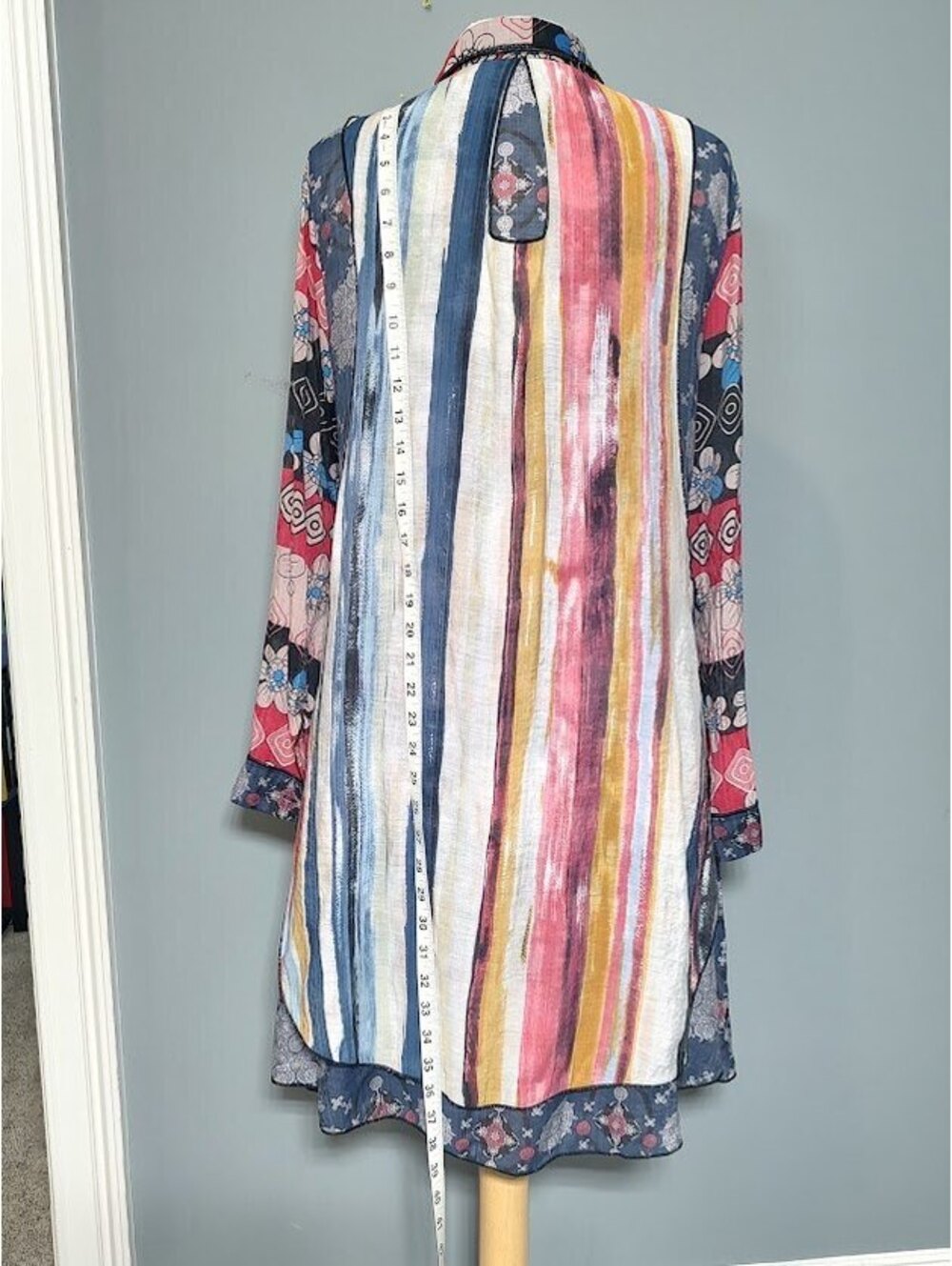 Dor Dor Couture Patchwork Floral Maxi Duster Kimono Robe Size M #mixedmedia - Picture 3 of 7